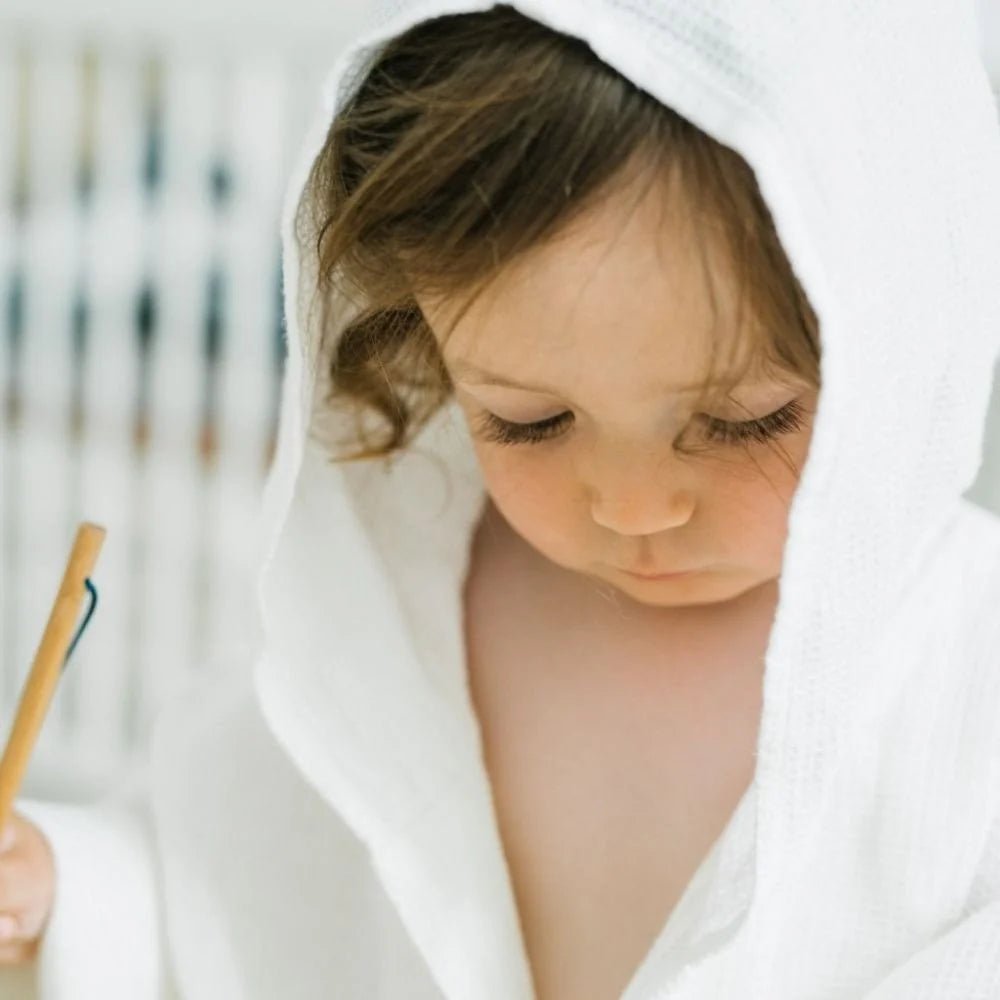 Kids White Linen Bathrobe - Wick'ed Fragrance House