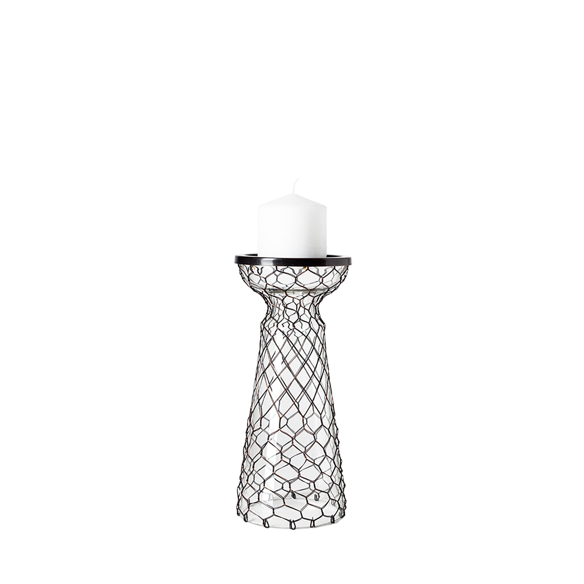 Shandra I Small Glass w/Metal Wire Snakeskin Pattern Table Candle Holder - COMING SOON - Wick'ed Fragrance House
