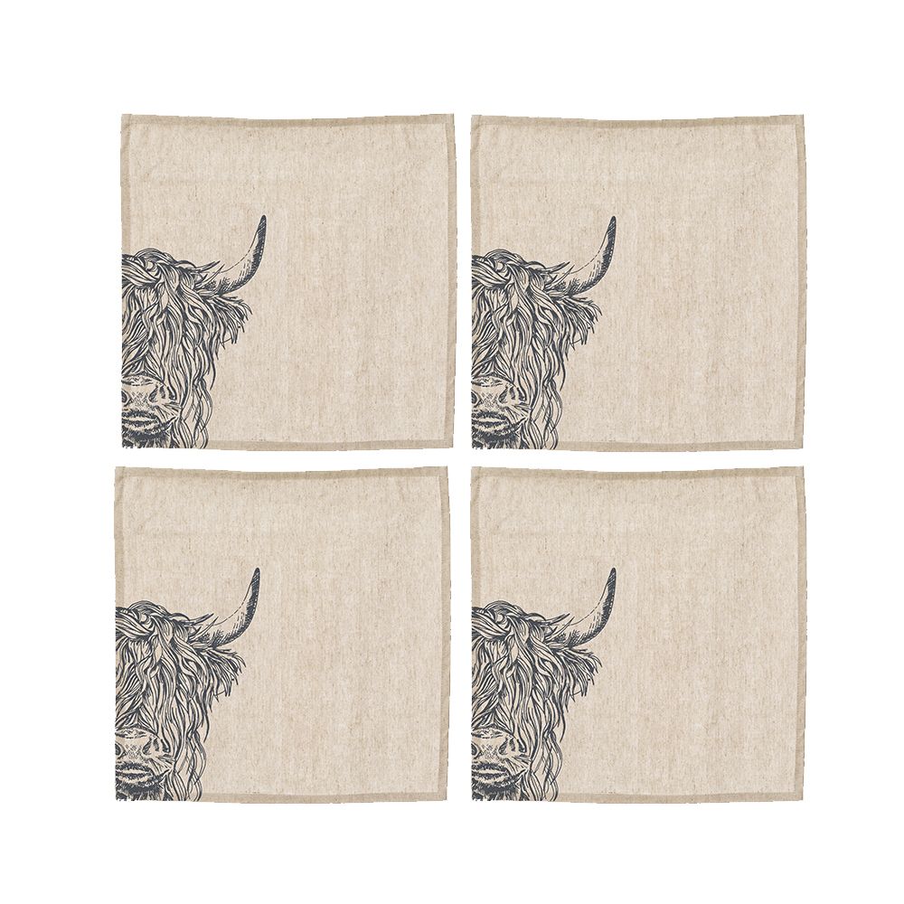 Linen Napkins Highland Cow - Wick'ed Fragrance House