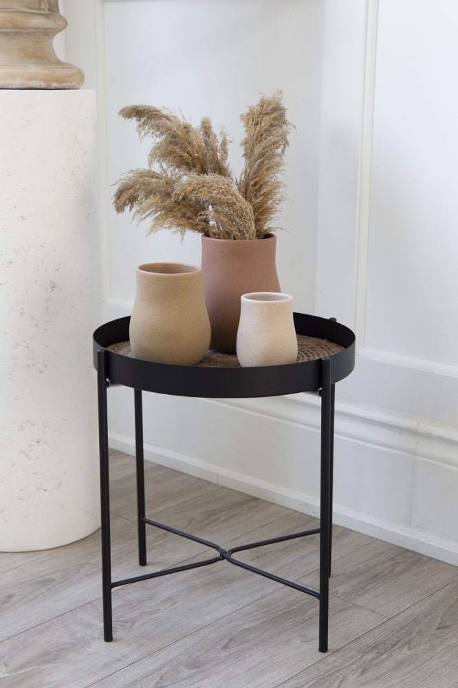 METAL & BANANA LEAF SIDE TABLE - Wick'ed Fragrance House