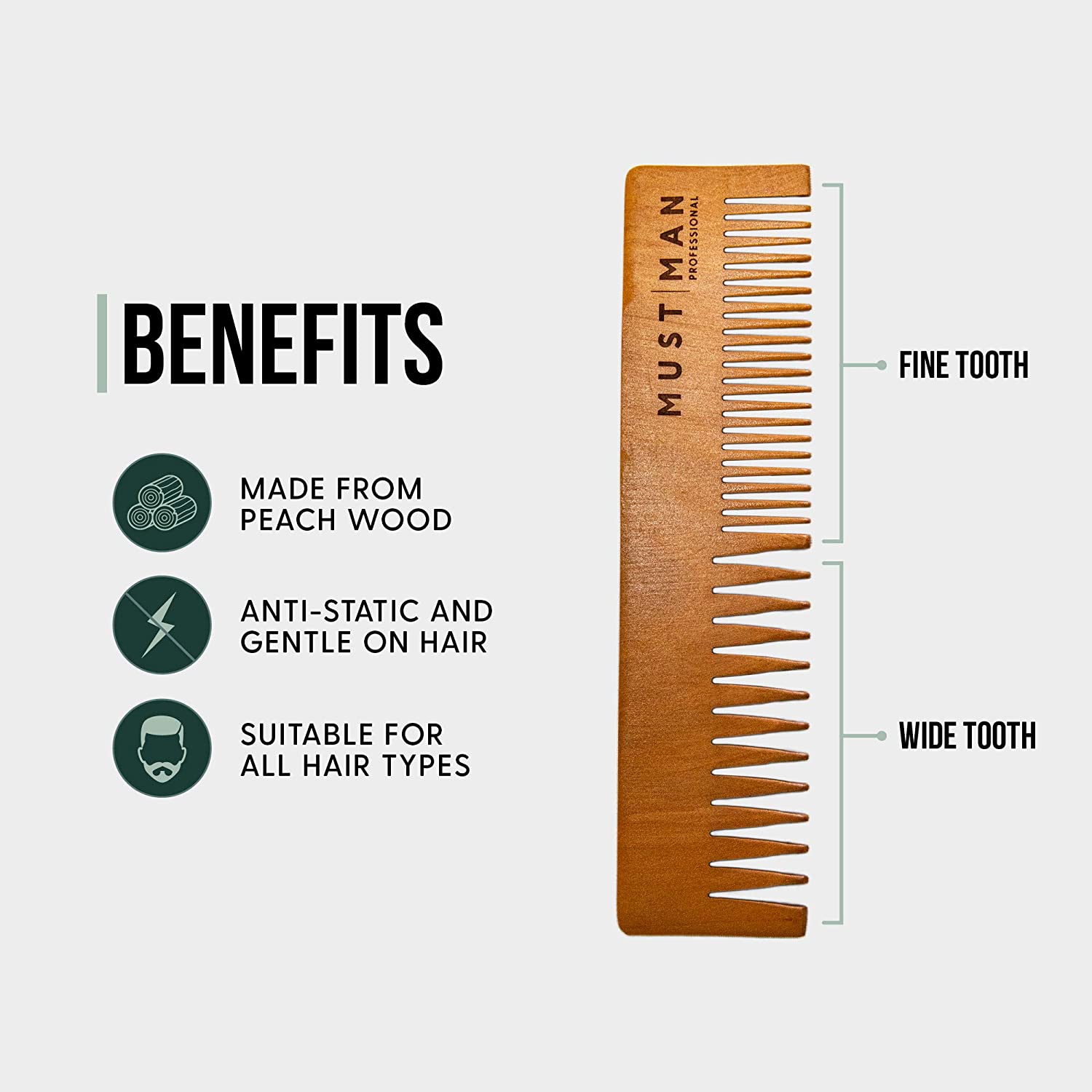 Peach Wood Styling Comb - Wick'ed Fragrance House