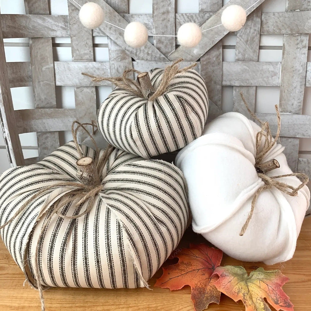 3 Pc. Farmhouse Rustic Fabric Pumpkin Set - Wick'ed Fragrance House