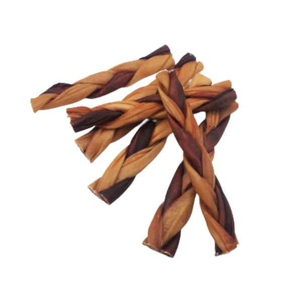6″ - Braided Beef Collagen Stick Brown/Natural - Wick'ed Fragrance House