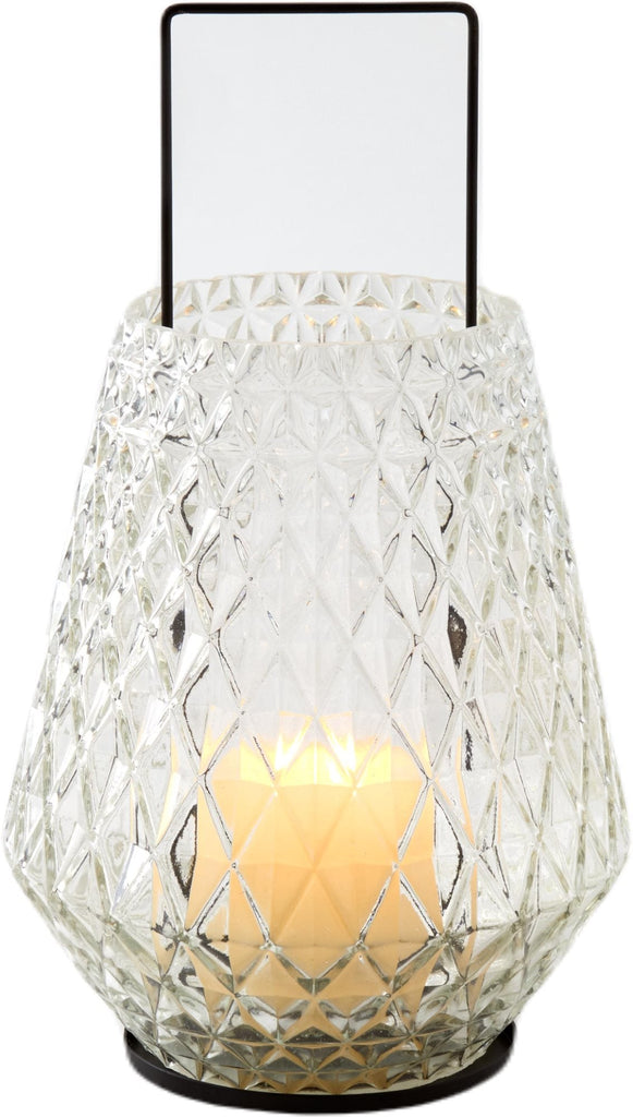 Diamond Embossed Glass Lantern - Wick'ed Fragrance House