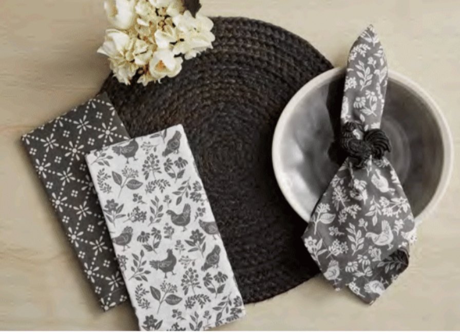 Free Range Slate/White Napkins - Wick'ed Fragrance House