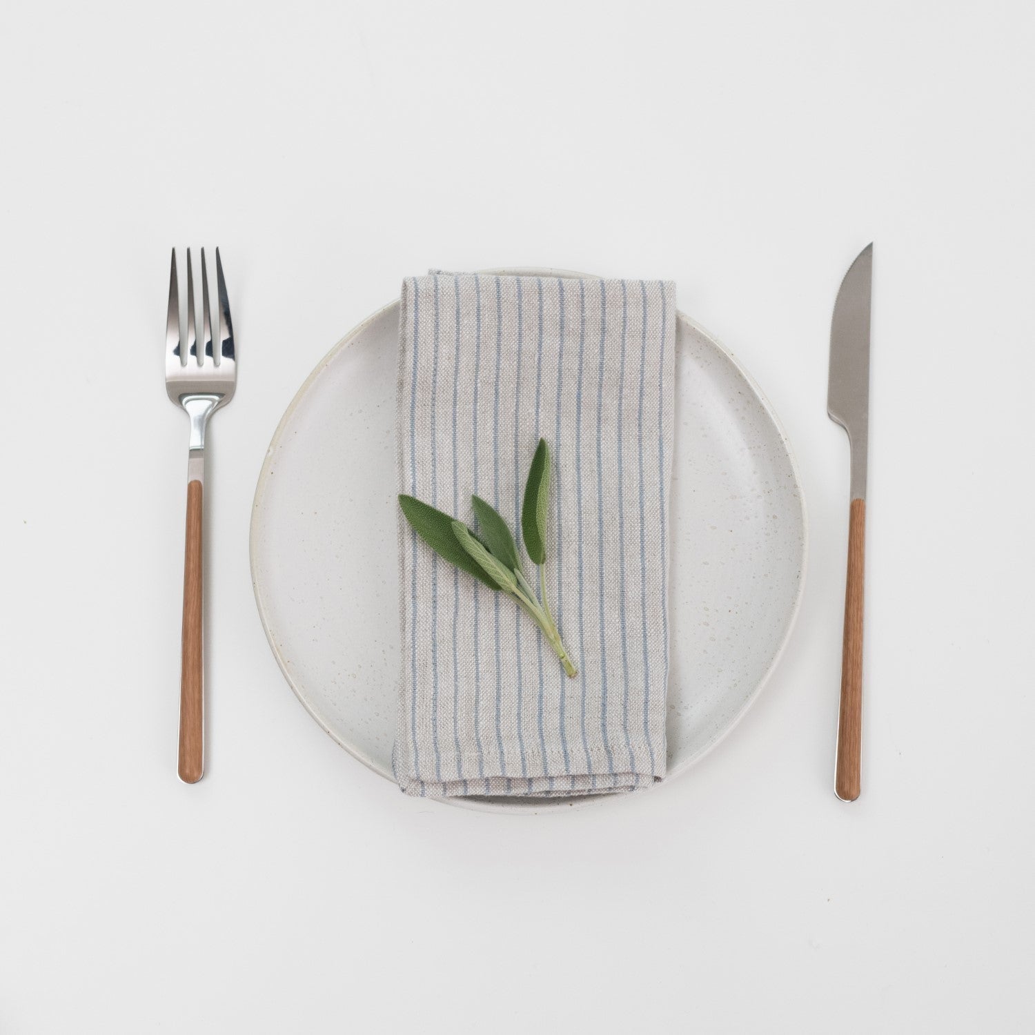 Grey Blue Pinstripe Rustic Linen Napkins - Wick'ed Fragrance House