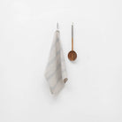 Grey Blue Wide Stripe Rustic Linen Kitchen Towel - Wick'ed Fragrance House