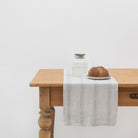 Grey Blue Wide Stripe Rustic Linen Table Runner - Wick'ed Fragrance House