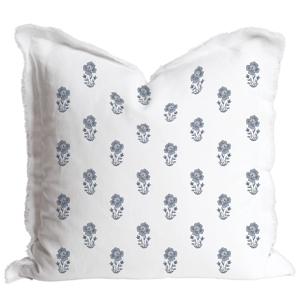 Hand Block Floral Fringe Pillow Cover | Grace - Wick'ed Fragrance House