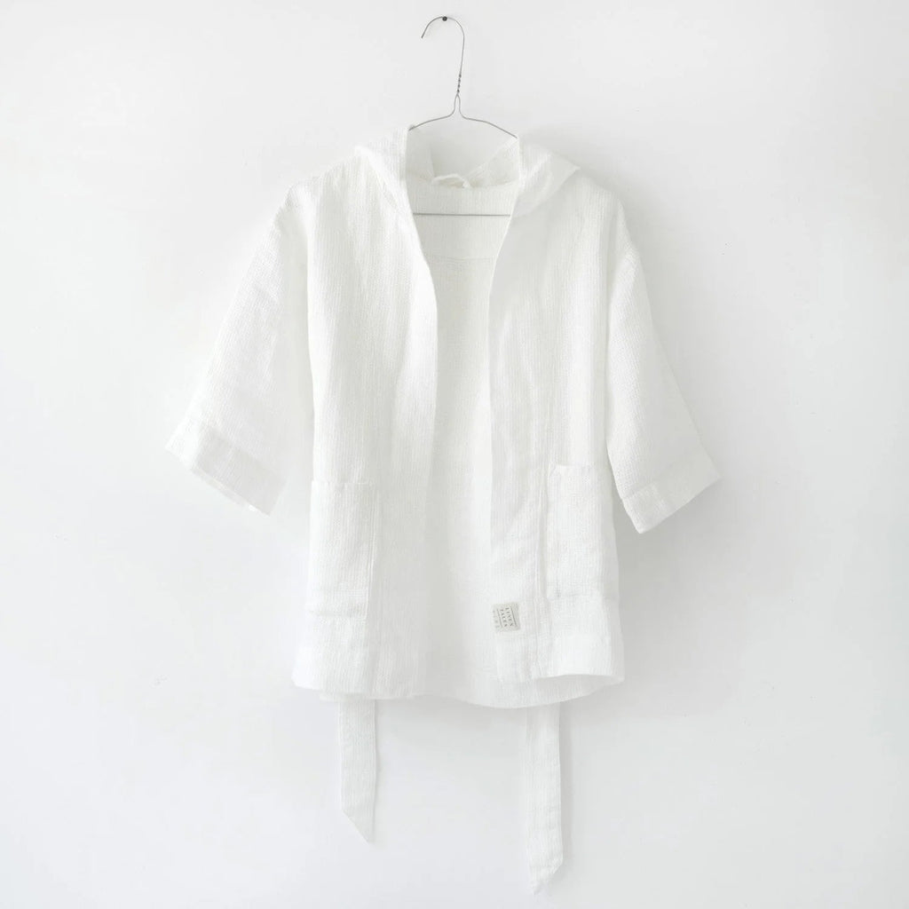 Kids White Linen Bathrobe - Wick'ed Fragrance House