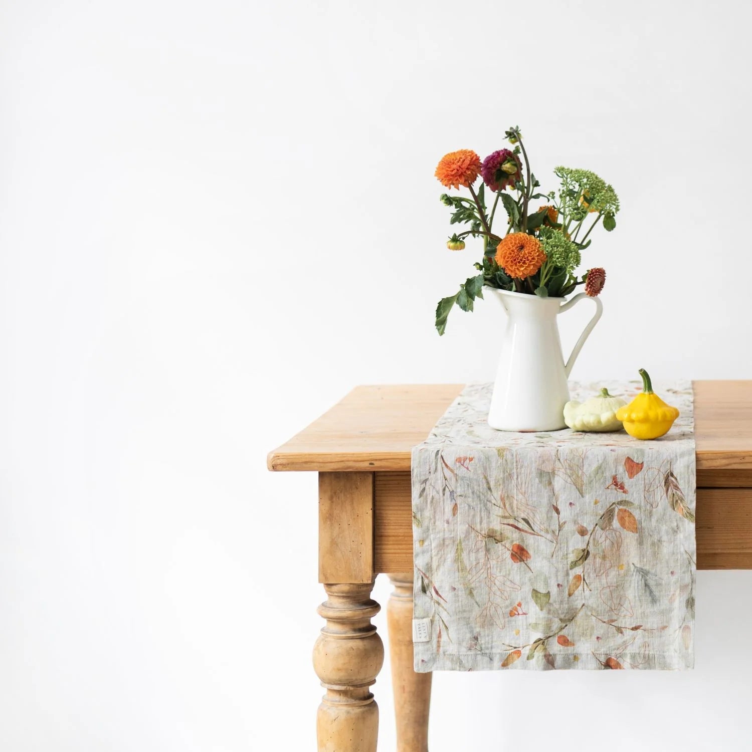 Leaves on Natural Linen Table Runner Regular price - Wick'ed Fragrance House