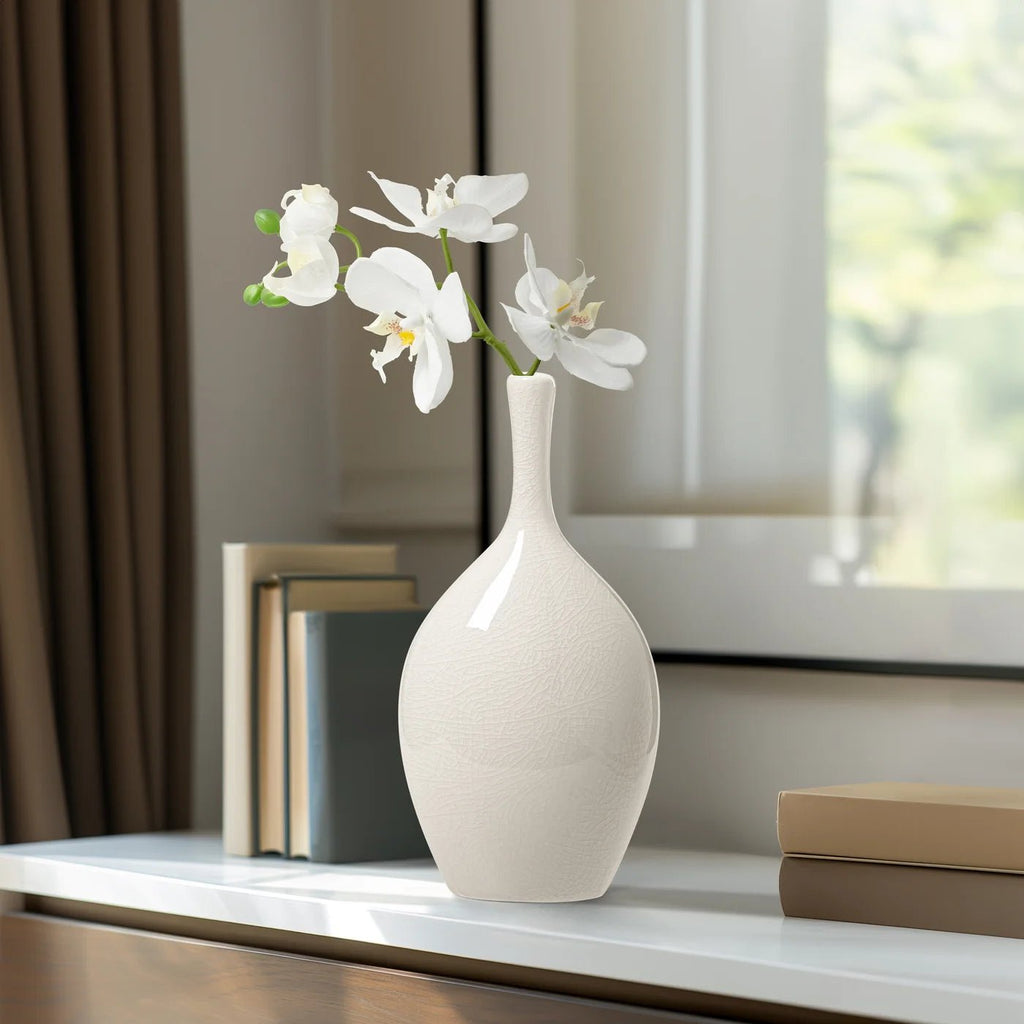 Lilo White Crackle Ceramic Vase - Wick'ed Fragrance House