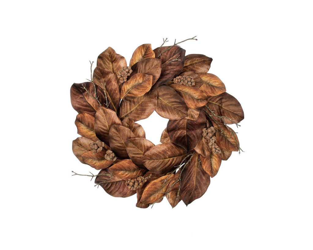 MAGNOLIA LEAF/ACORNS WREATH - Wick'ed Fragrance House