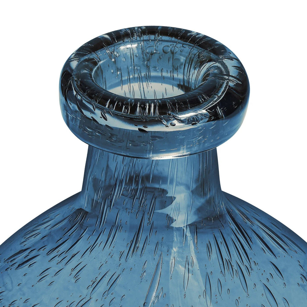 Tito Hand Blown Blue Glass Vase - Wick'ed Fragrance House