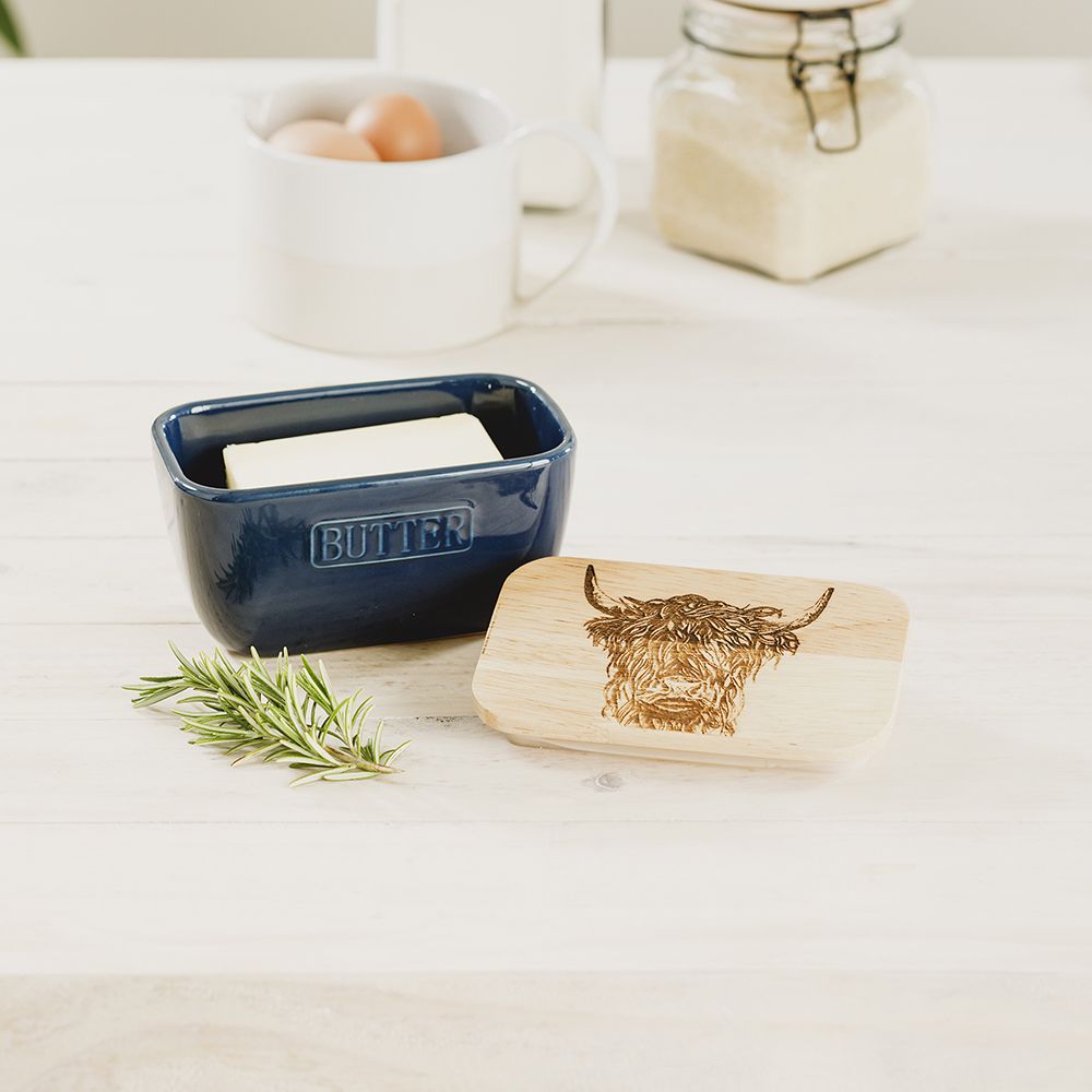Highland Cow Blue Butter Dish - Wick'ed Fragrance House