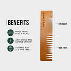 Peach Wood Styling Comb - Wick'ed Fragrance House