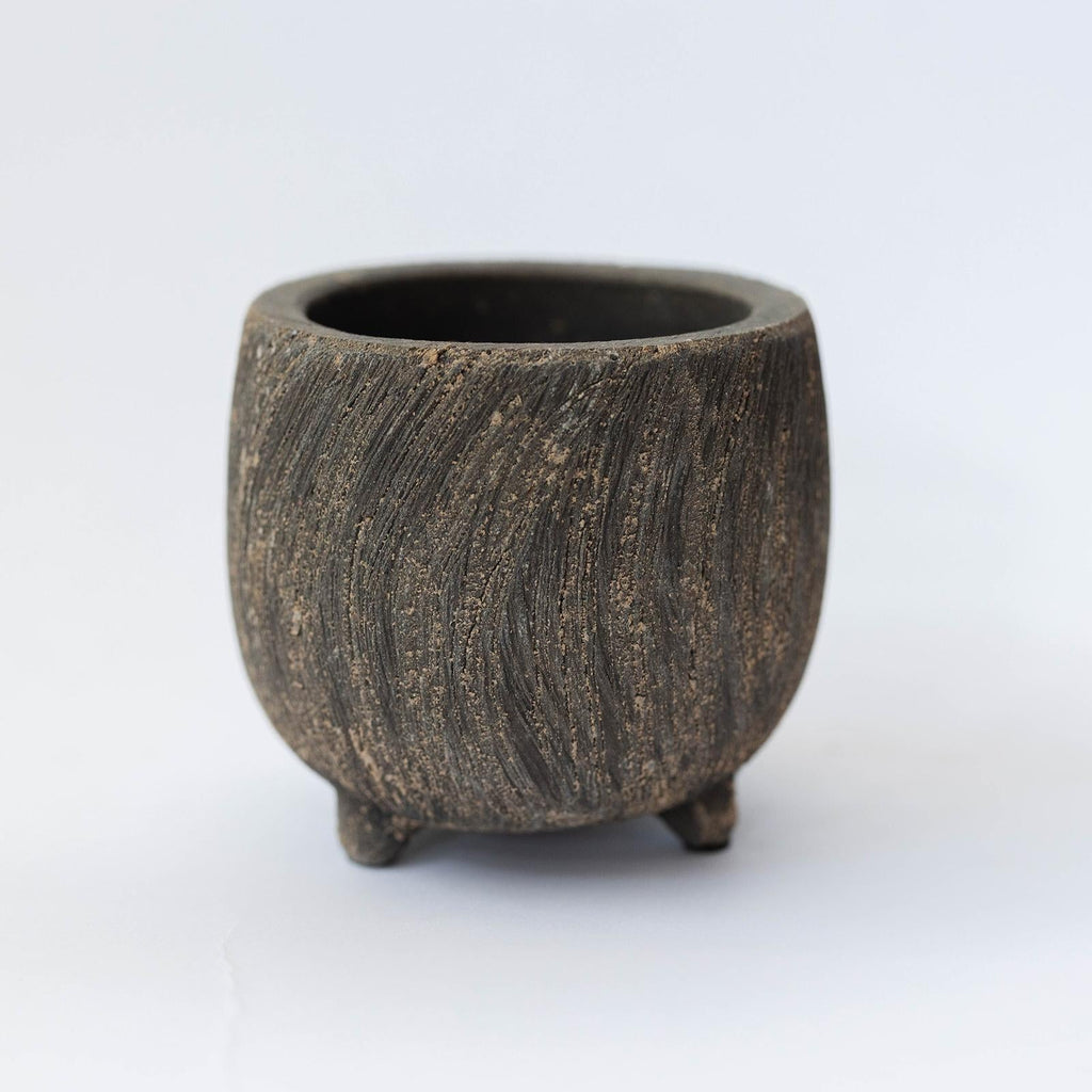 Textured Cement Flower Pot, Small - Wick'ed Fragrance House