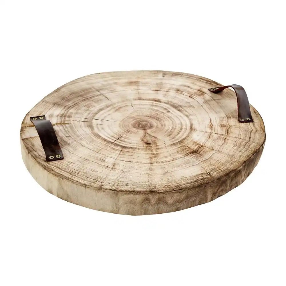 Wood Slice Tray with Handles - Wick'ed Fragrance House