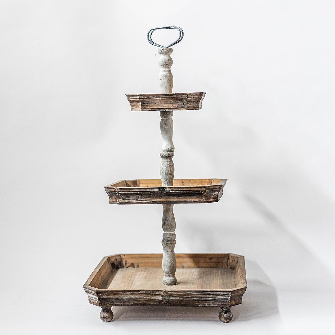 Wooden Three Tier Tray - Wick'ed Fragrance House