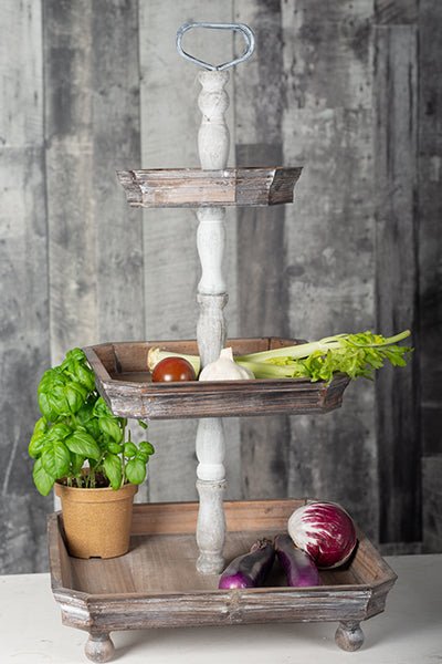Wooden Three Tier Tray - Wick'ed Fragrance House